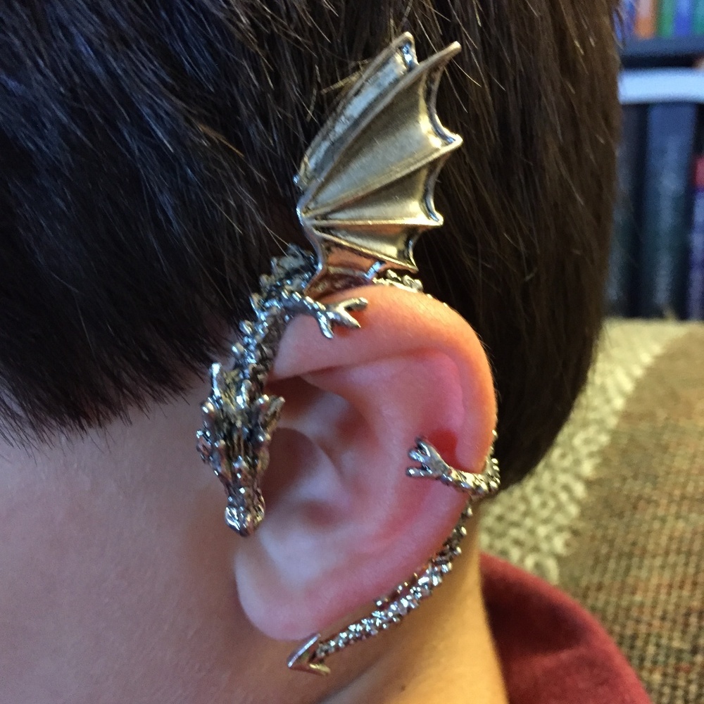 Fashion Punk Silver Oriental Dragon Ear Wrap Cuff